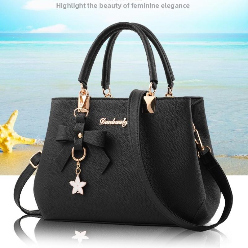 Elegant Top Handle Bags with Gold Hardware, Bow Accent Star Charm Crossbody Bag Versatile Shoulder Purse for Gifts for Mom