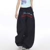 Letter embroidered scimitar paratrooper pants women's and men's summer loose wide-leg casual pants lazy wind quick-drying pants