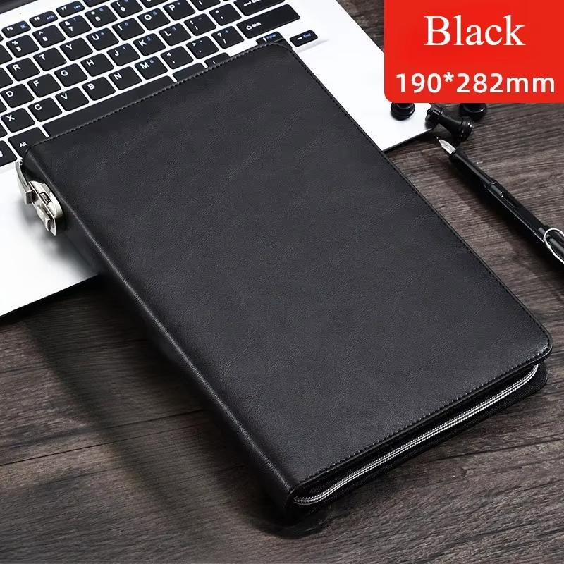 A5 Business Password Notebook with Lock Zipper Bag Notebook Loose Leaf Diary Meeting Minutes Notebook