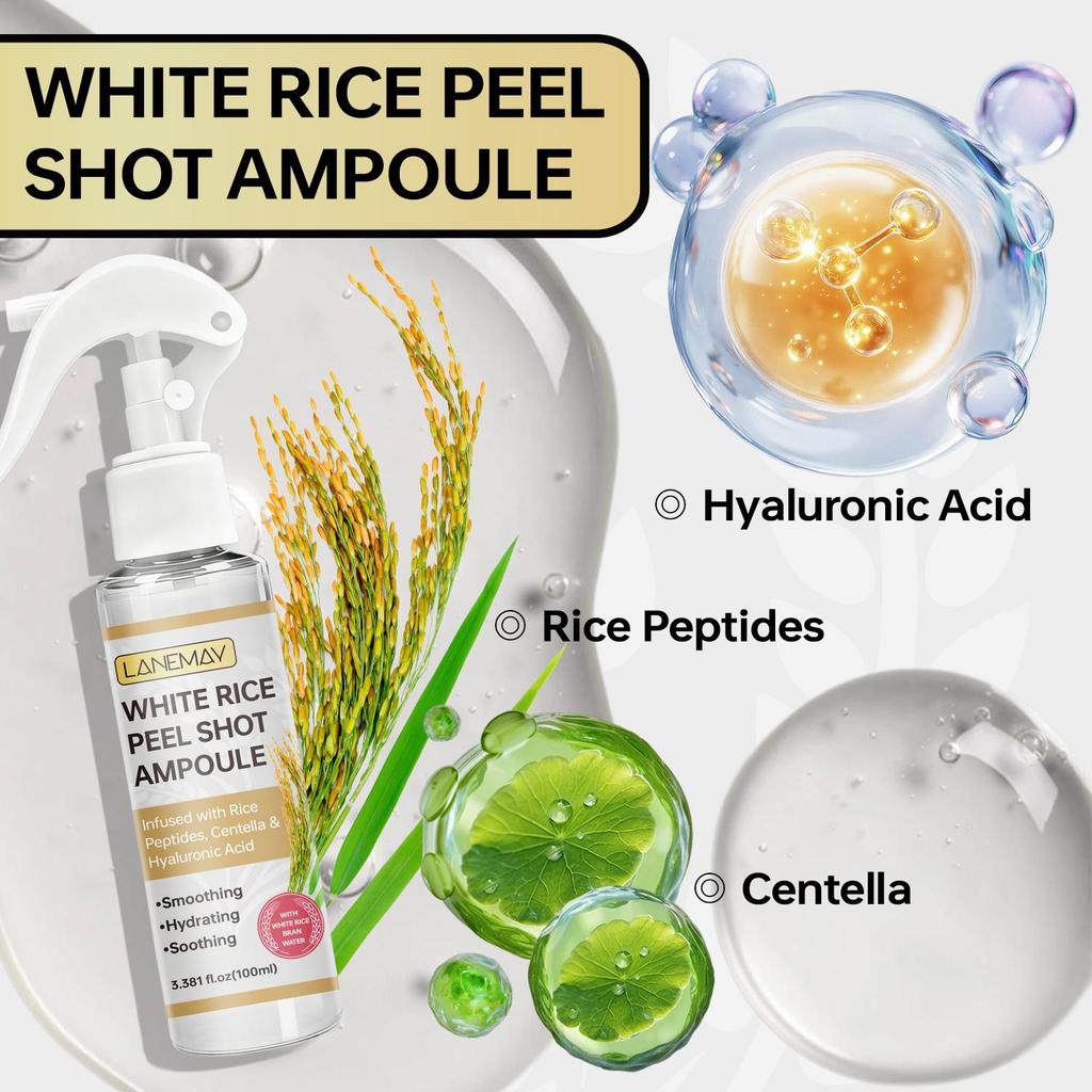 White Rice Peel Shot Ampoule-Gentle Peel & Deep Hydration-Soothes Dry Or Irritated Skin-100ml