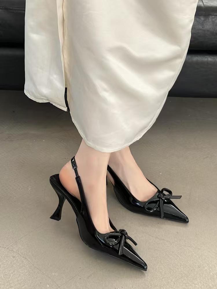 Toe Sandals 22 Spring and Autumn New Pointed Bow Temperament Beautiful High Heels Back Air Sandals