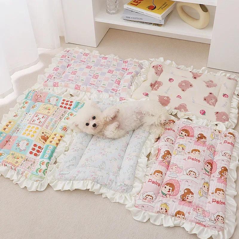 1PC Double sided Pet Sleeping Mat Dog Bed Cat Bed Soft Hair Thickened Blanket Pad Fleece Home Washable Warm Blanket Pet Supplies