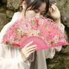 Éventail pliant Vintage en dentelle, motif de fleur de pivoine, éventail de danse chinoise portatif, main d'été pour la photographie et les événements de danse