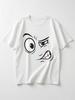 Angry Cartoon Face T-Shirt | Funny Mad Emoji Graphic Tee – Black White Royal Blu