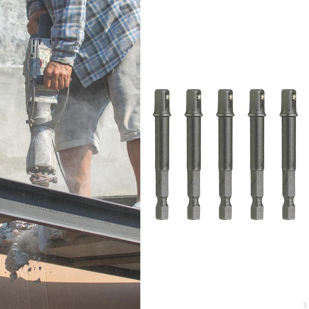 5 Socket Adapter Set, Drill Adapters, 1/4" Hex Shank for Power Tools