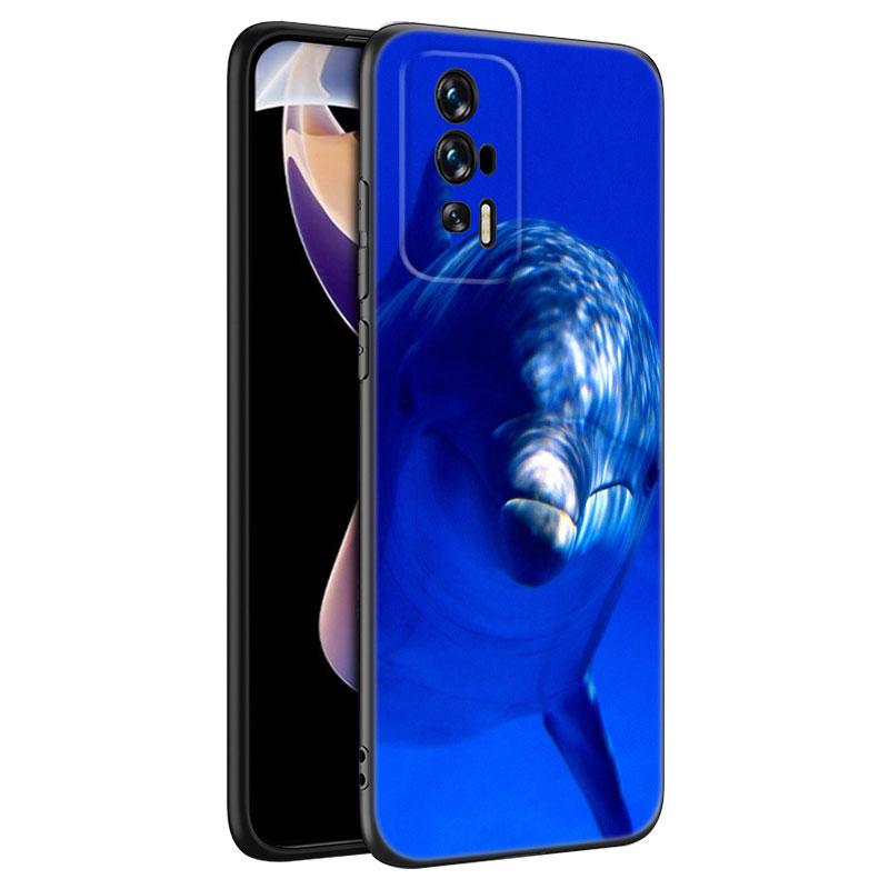 Animal Dolphin Black Silicone Phone Case For Xiaomi Redmi 7A 8A 9A 10A 11A 9C 10C 12C 13C 11 Prime A1 A2 Plus 12 4G Note 9T 12R