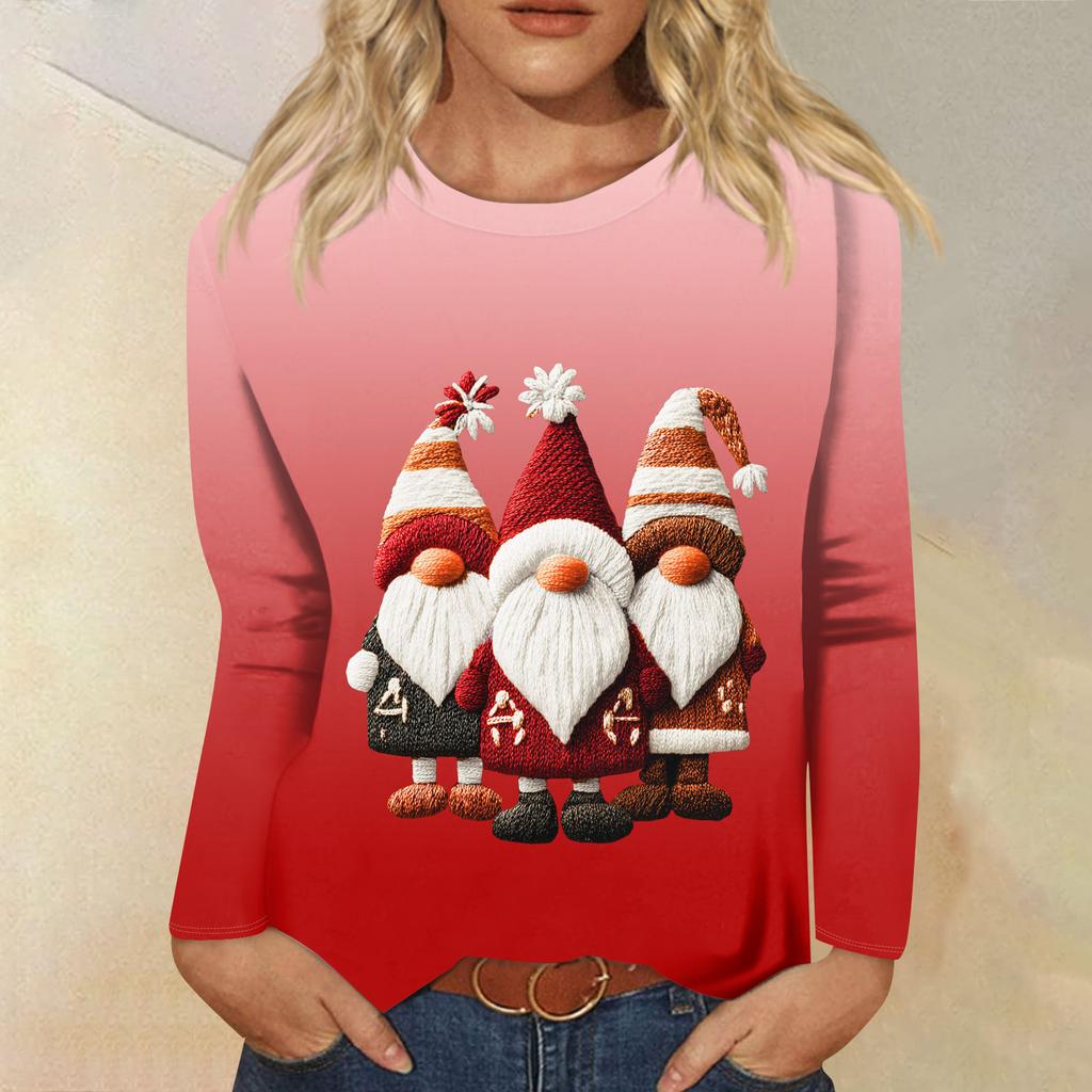 Women's Loose Comfortable Casual Fashion Round Neck Christmas Print Long Sleeve Hoodie