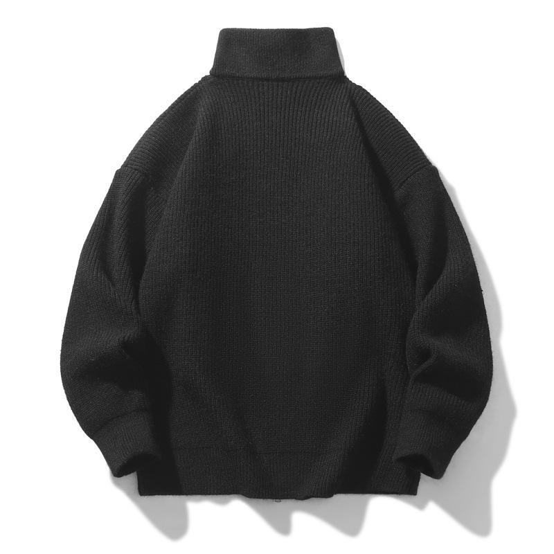 Cardigan Zipper Sweater Jacket Men's Autumn and Winter Lazy Thickened Casual Loose Turtleneck Knitted Sweater Men