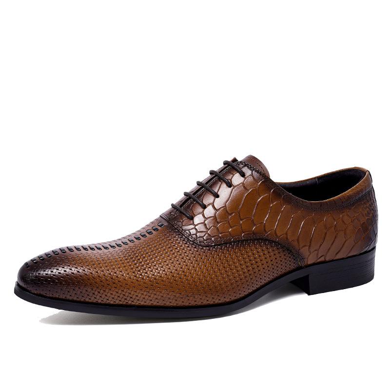 Fashion New 2025 Mens Wedding Shoes Brown Lace Up Luxury Genuine Leather Brand Handmade Fashion British Trend Style Man Dress Shoes