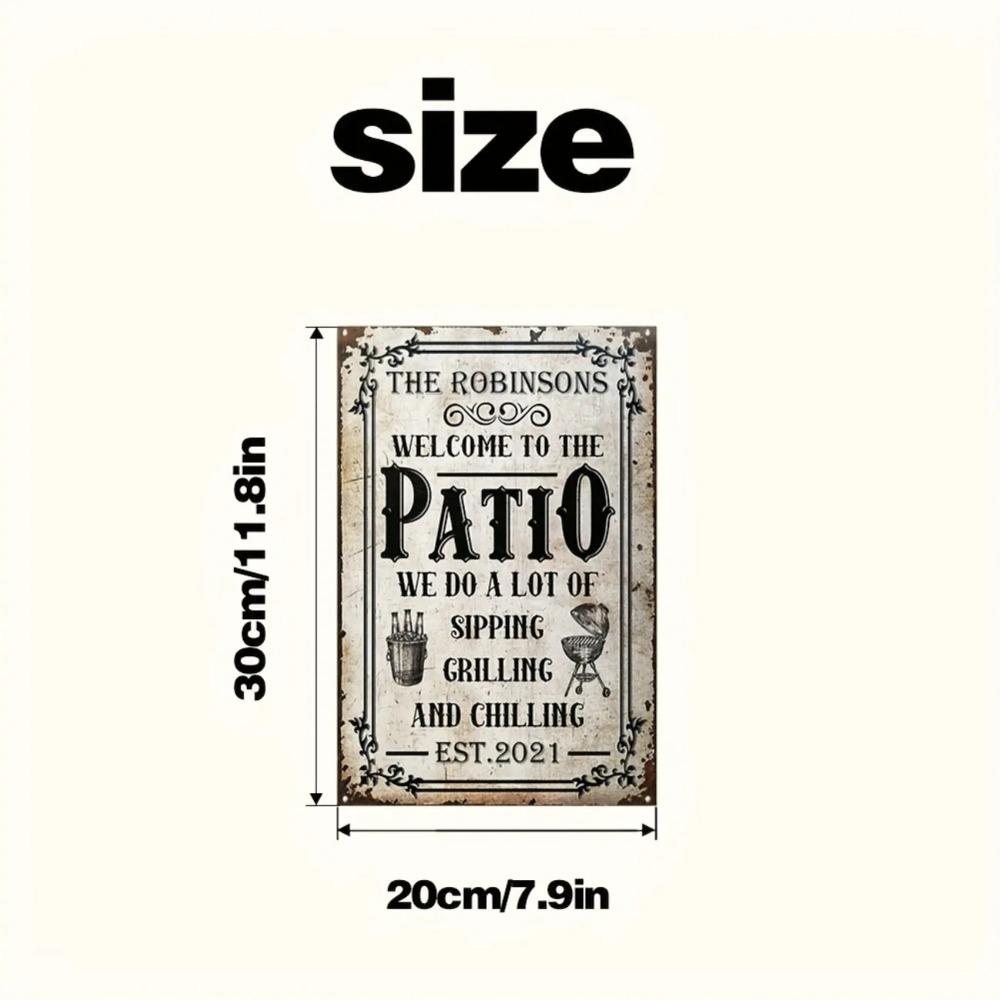 Customizable Vintage Welcome Metal Patio Sign Home Decor