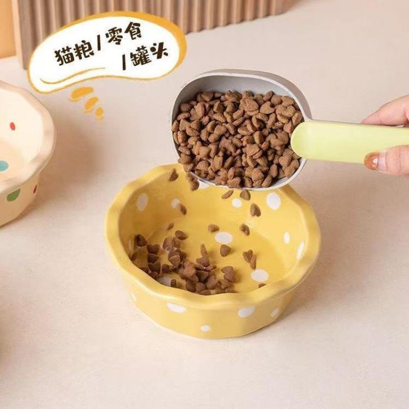 6-Inch lace pet food bowl dog cat polka dot ceramic bowl practical water bowl hot sale