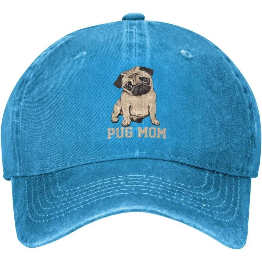 

Винтажная потертая состаренная регулируемая женская джинсовая бейсболка для мамы и собаки в стиле мопса, кепка для мамы и дальнобойщика, кепка для женщин унисекс Adjustable синий