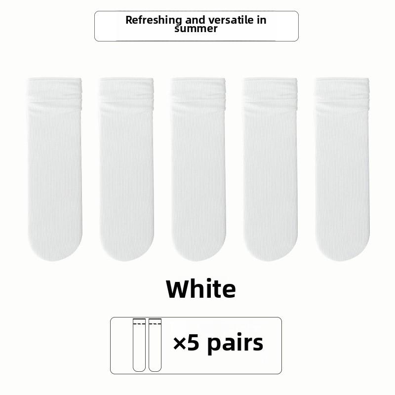 5 Pairs of Women's Summer Thin Long Tube Pile Socks