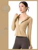 Women's Fleece-Lined Slim-Fit Sports Jacket - Warm Hooded Fitness Top for Outdoor Running & Yoga