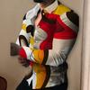 Muži Košile Dlouhé Rukávy Knoflík Klopa Cardigan Jednořadý Teplý Slim Fit Ležérní Květinový potisk Podzimní Top na rande