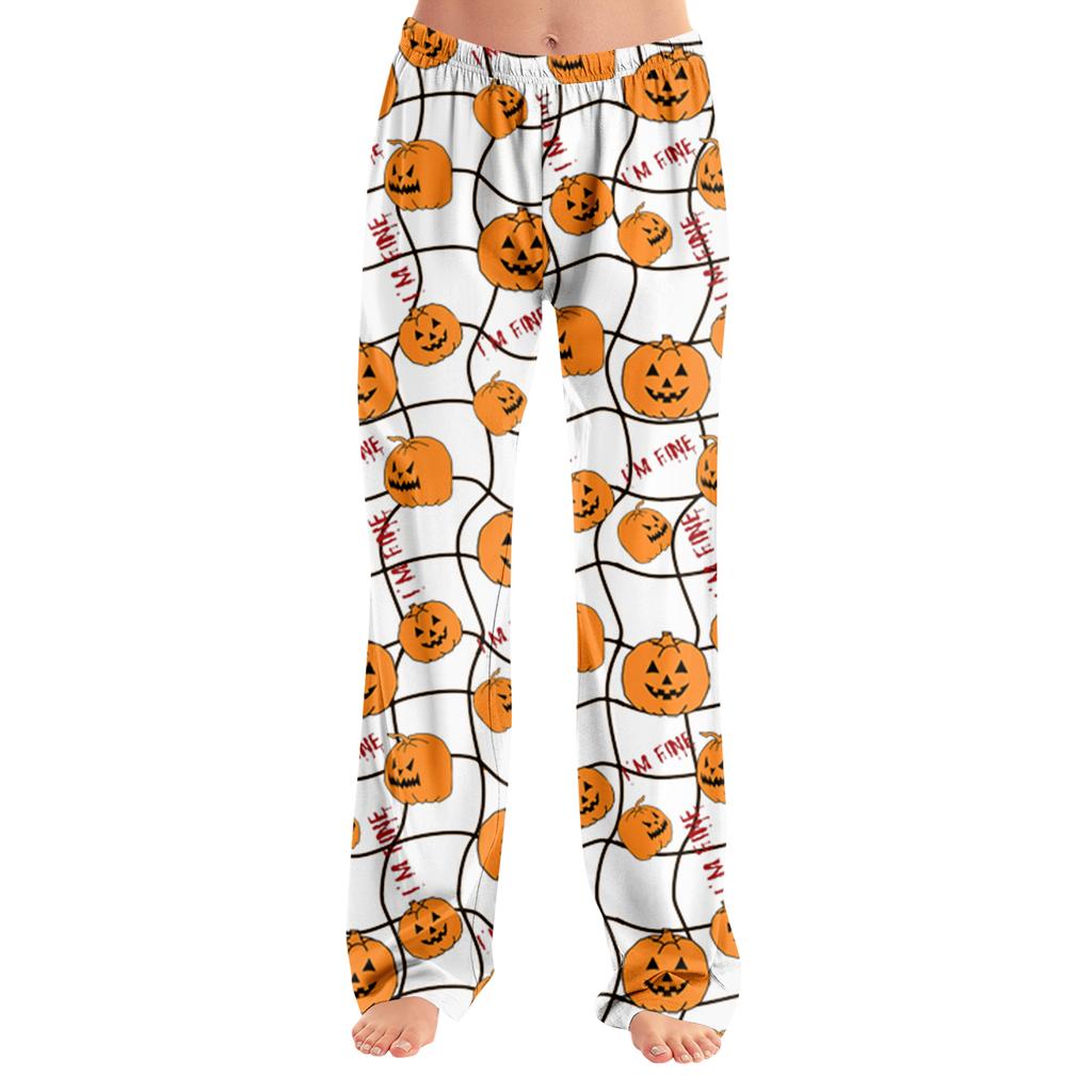 Herren Lockere Halloween-Print Loungehose Lässige Schlafanzughose Ohne Kordelzug Bequeme Passform Entspannter Stil