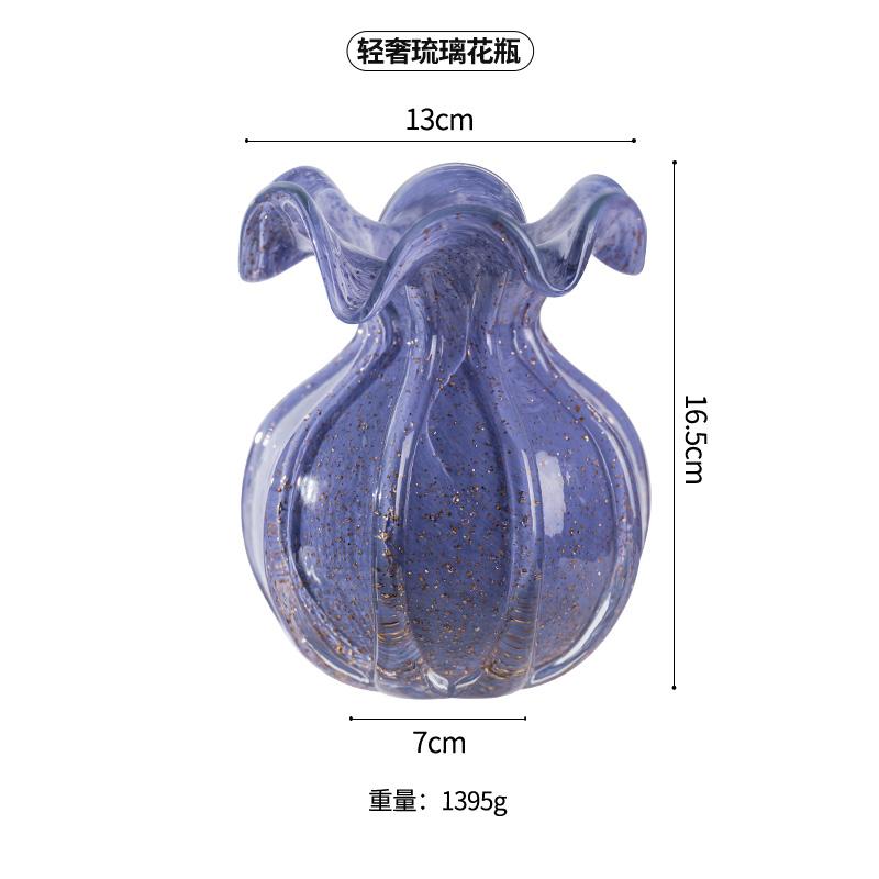 Glass Vase Purple Pink Lace Flower Arrangement Container Table Top Hydroponic Exquisite Dining Table Floral Vase Home Decoration