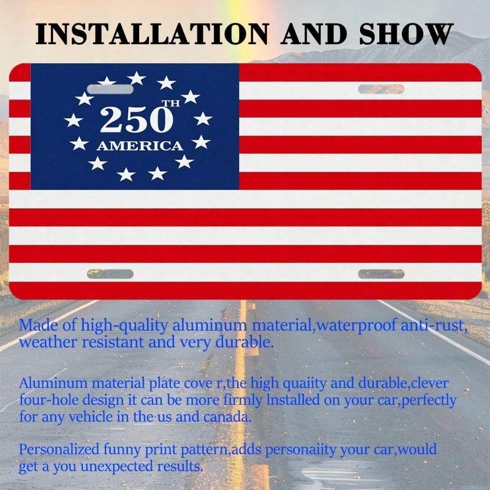 USA 250th Anniversary License Plate 5.9x11.8in for Car Truck SUV, 1776-2026 Patriotic Aluminum Auto Tag, Rustproof, Gift for Men Women
