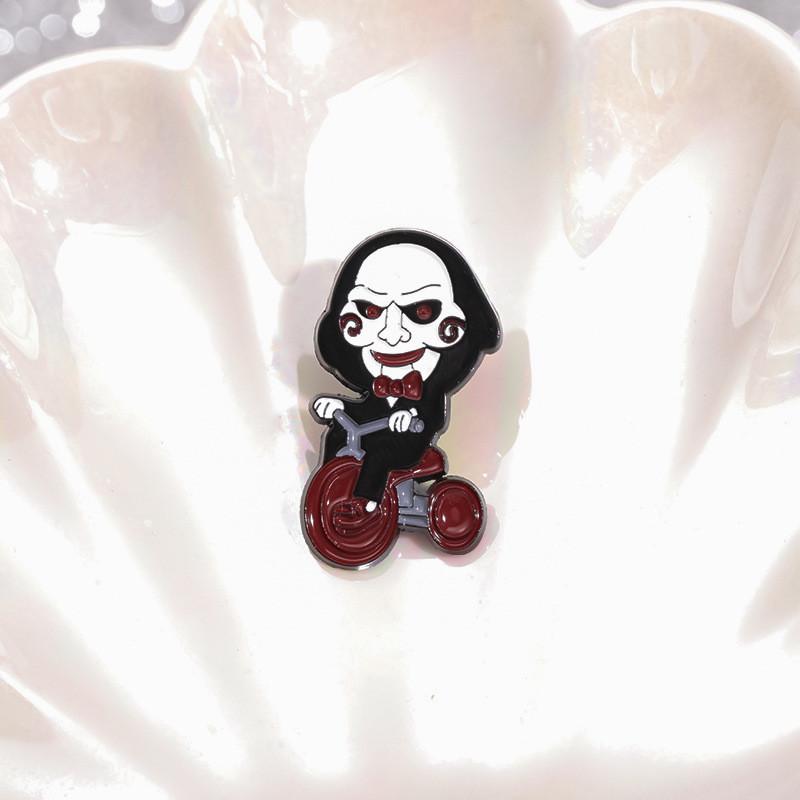And Spooky Entertaining Brooch Featuring Iconic Jigsaw Clown In Dark Metal Perfect For Halloween Costumes And Accessori Personal