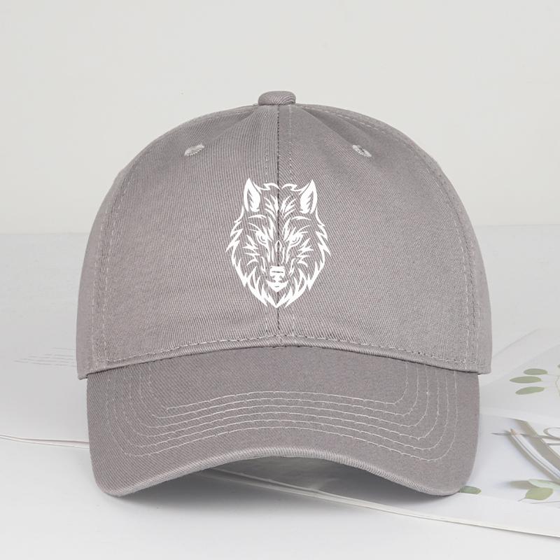 Wolf-Head Printed Soft-Top Baseball Cap Soft, Comfortable, Lightweight, Breathable, Adjustable Cool, Wild, Minimalist, Fashionab