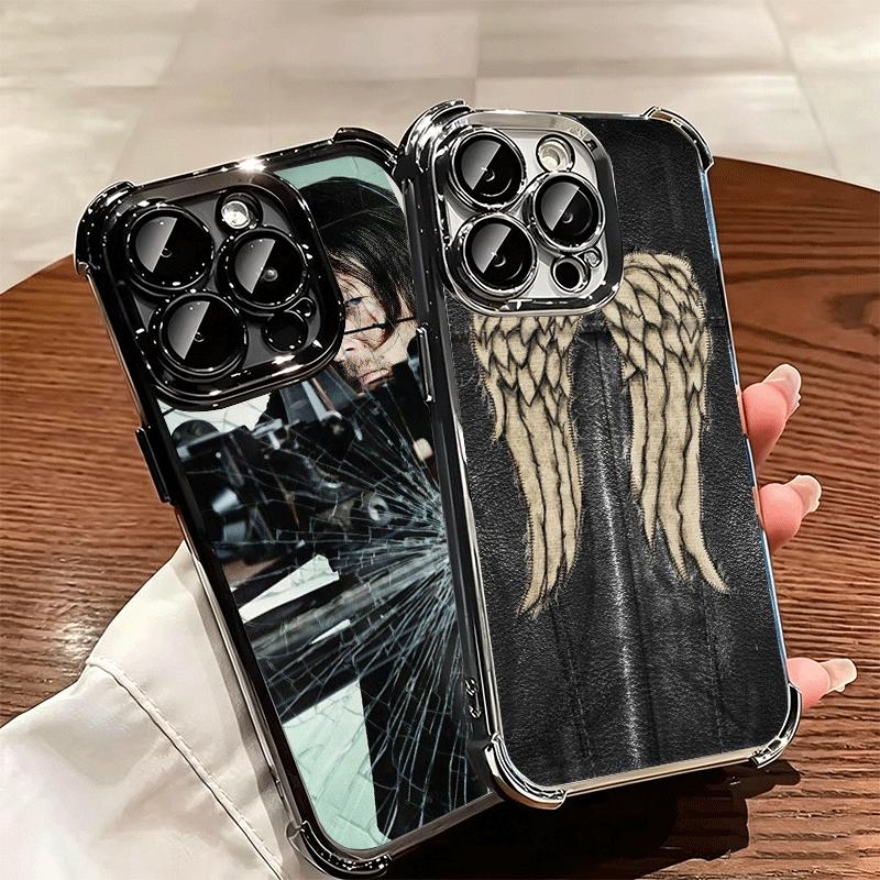 The Walking Dead Daryl Dixon Plating Phone Case For Iphone 16 17 Pro Max Air 16E 14 15 Plus 12 13 Mini Anti-Fall Airabag Cover
