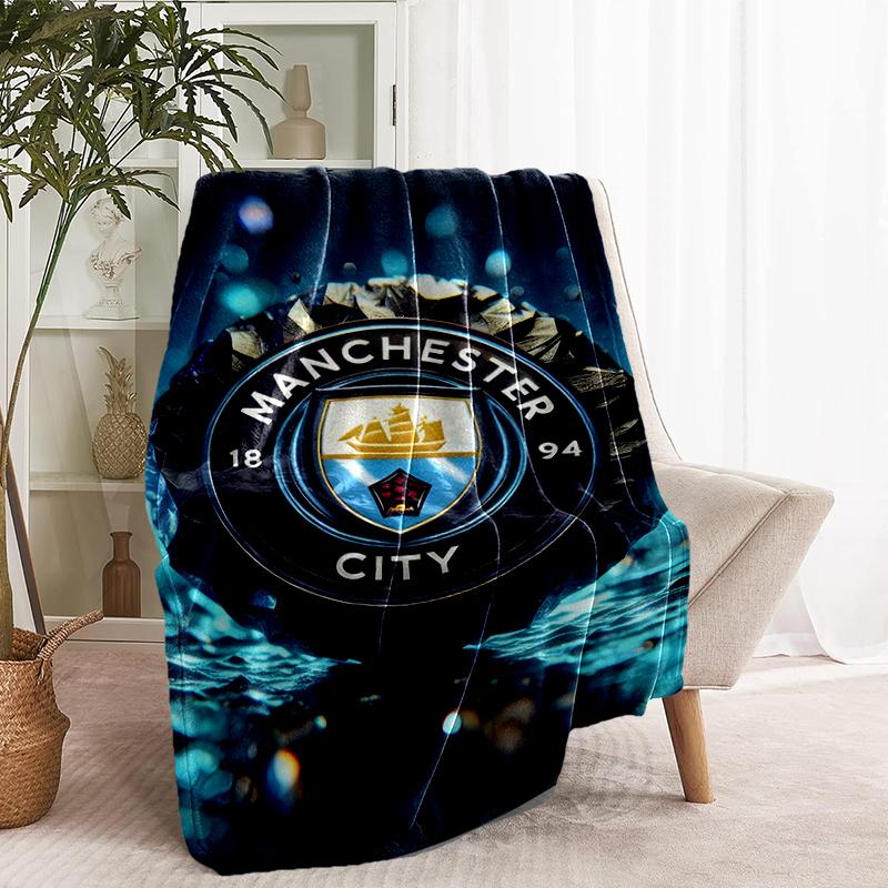 Manchester City FC Print Blanket - Soft & Comfortable, for Bedroom, Travel, Sofa, Home Decoration - Birthday Christmas Gift for Friend