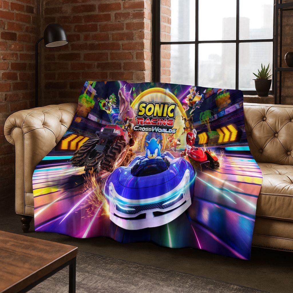 

Classic S-Sonic Cartoon Game Flannel Blanket Soft Warm Throw Blanket for Bed Bedroom Living Room Travel Picnic Office Gift Kids 75x90cm
