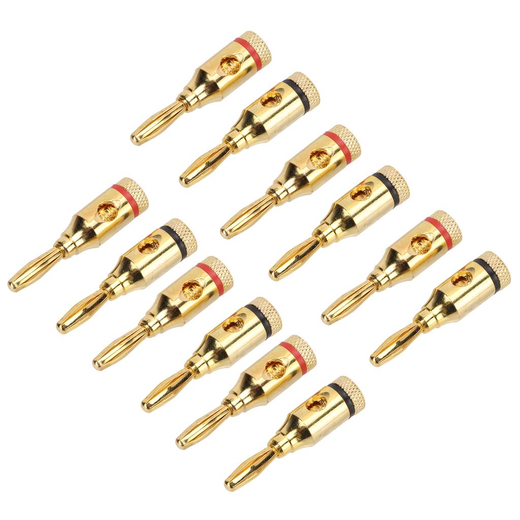12pcs Gold Plated Speaker Banana Plugs Aluminium Alloy Speaker Connector Open Screw Type Universal for Car