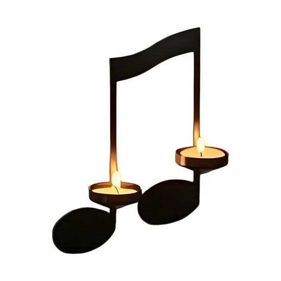 Black Music Note Candle Holder Vintage Wall Mount Tealight Holder Musical Symbol Wall Decor for Living Room Dining Hallway
