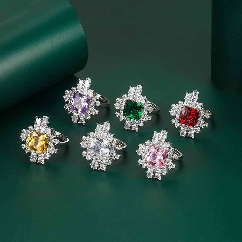 BELLA BOX Geometrische Öffnung Verstellbare Ringe für Damen Zirkon Verlobungsparty Feinschmuck Geschenk