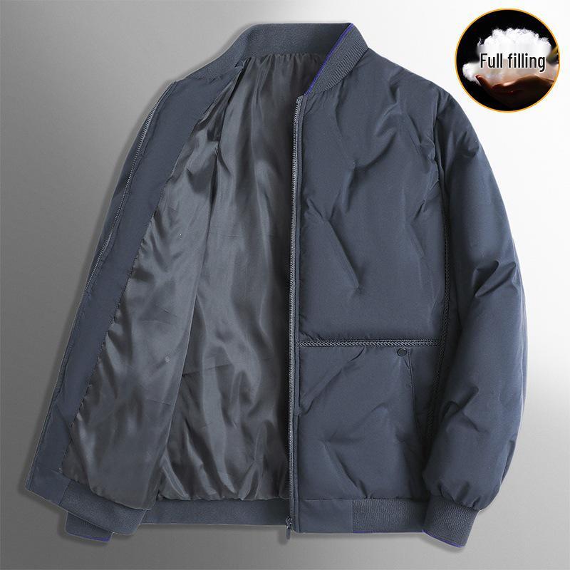 Men's Lightweight Luxury Down Bomber Jacket - Short, Business Casual, Trendy Outerwear for Mid-aged Men.