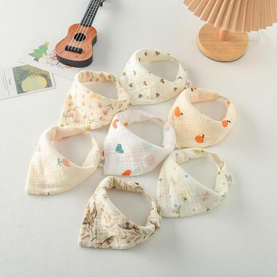 Super Soft Pure Cotton Baby Bib & Towel Set - Newborn Gauze Triangle & Small Square Washcloth