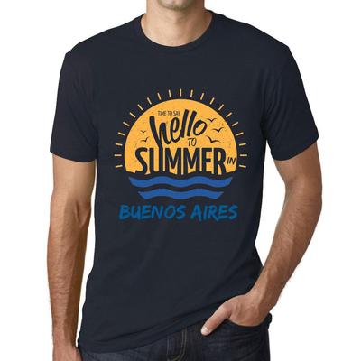 Men’s Vintage Tee Shirt Graphic T Shirt Time To Say Hello To Summer In Buenos Aires Navy