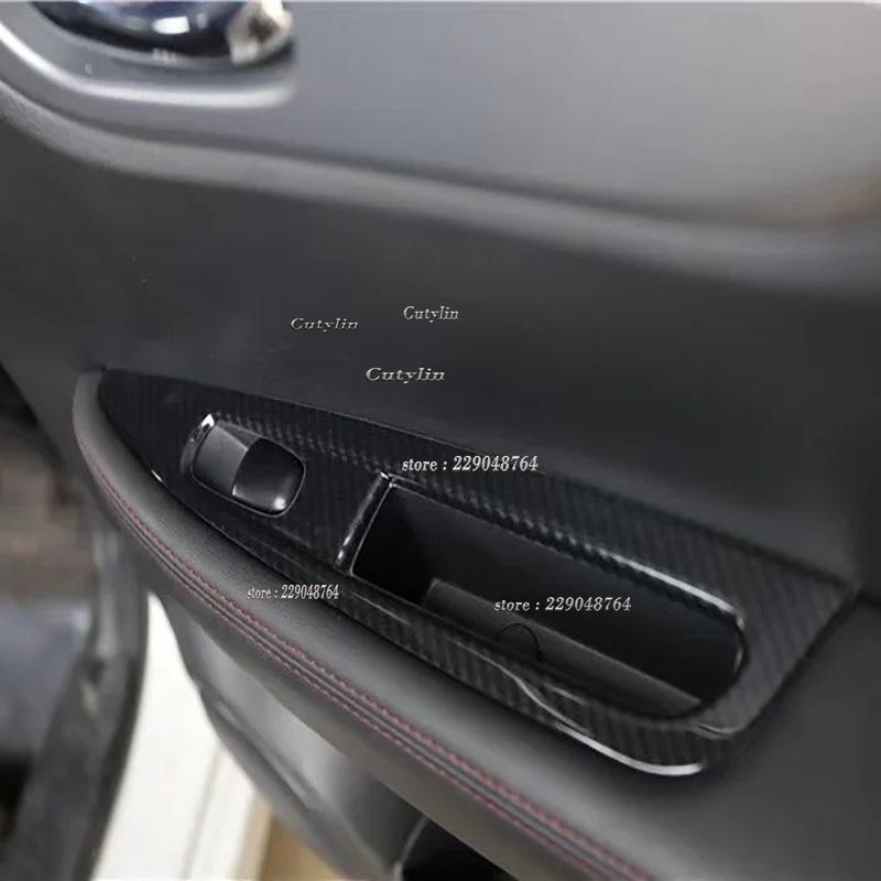 LHD RHD For Nissan Qashqai J11 ABS Carbon Fiber Interior Accessories Side Window Switch Cover Frame Car Decoration