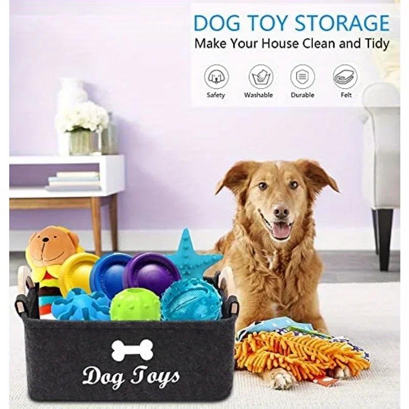 Felt pet toy box dog toy box storage basket box perfect for organizing pets