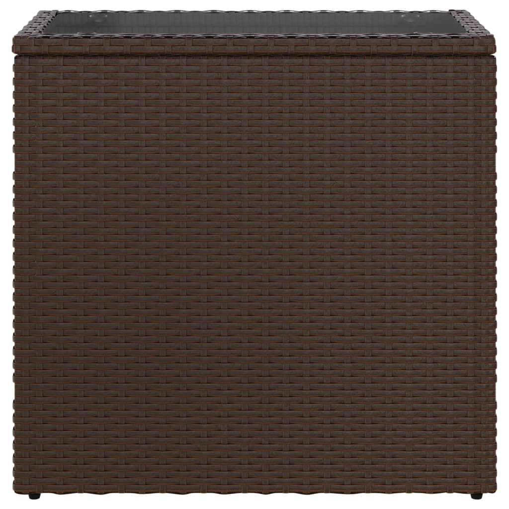 Vidaxl Garden Table with Glass Top, Brown, 58X27.5X55 Cm