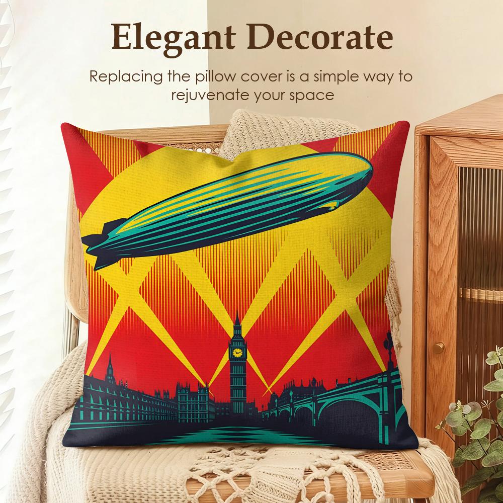 Band LLed Zeppelin Cushion Cover Natural Linen Organic Fabric DoubleSided Printing Sofa Home Decor Gift Pillow Case