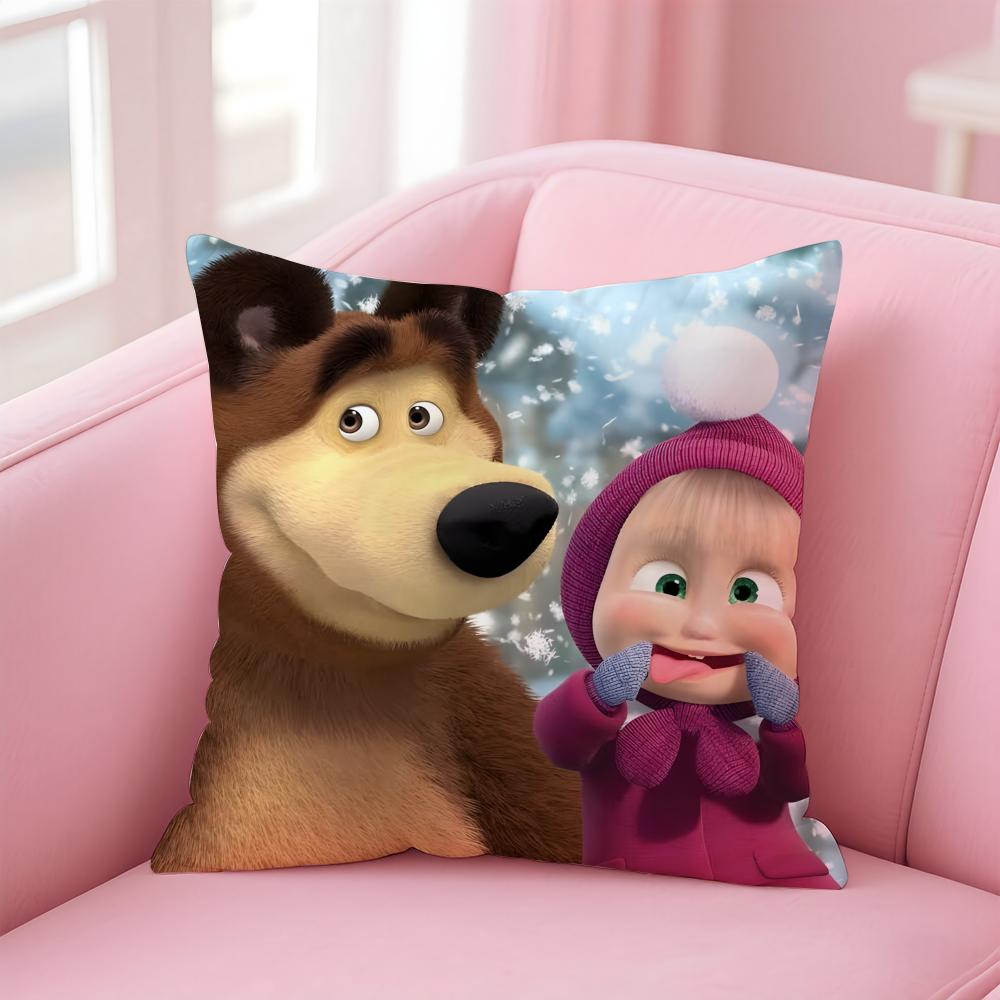 

Мультяшна M-Маша та ВедмідьS Наволочка Зручна Двостороння Наволочка Ідеально для Автомобіля Дивана Спальні та Іншого 12x12Inch