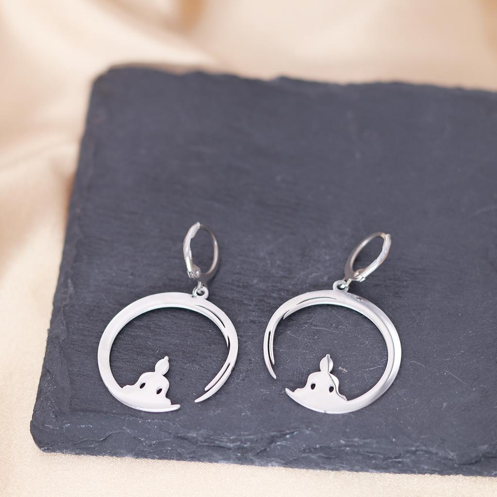Kinitial Stainless Steel Gate To The Sky Raindrop Cloud Galaxy Solar System Ufo Ghost Earrings For Women Trendy Piercing Jewelry