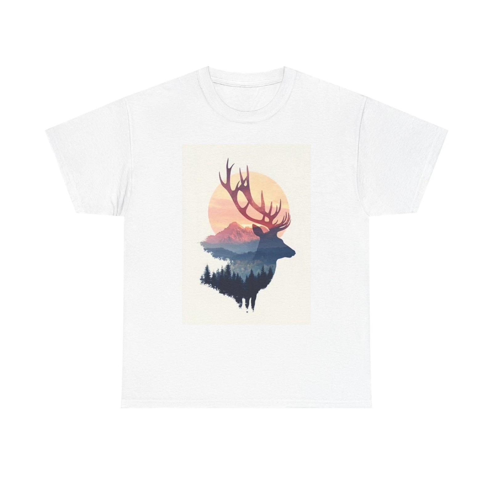 Men s and Women s T-shirts Deer Sunset Retro L