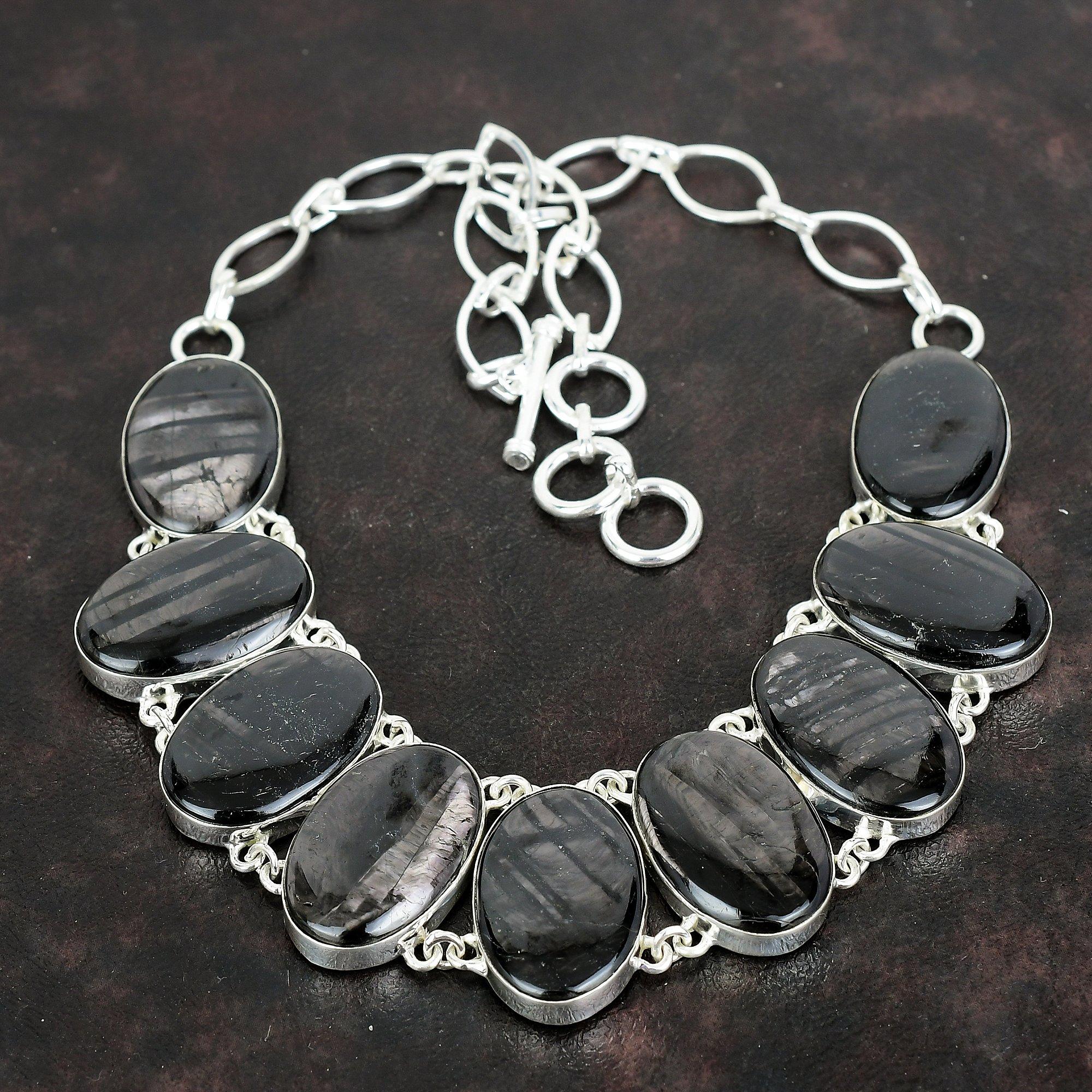 

Hypersthene gemstone necklace 925 sterling silver necklace adjustable chain necklace hypersthene jewelry gifts for mother handmade necklace Adjustable
