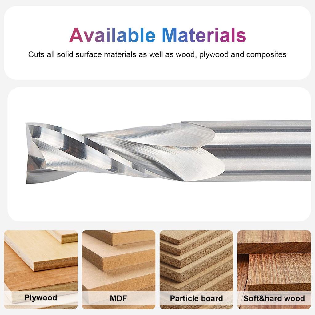 SpeTool Upcut Spiral CNC Router Bits with 1/2 Inch Shank , 1/2 Inch Cutting Diameter HRC55 Solid Carbide CNC End Mill for Wood Mortises and Cutting