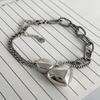 100% Solid 925 Silver Retro Bracelet for Women Men Vintage Handmade Heart Bracelet Birthday Gift