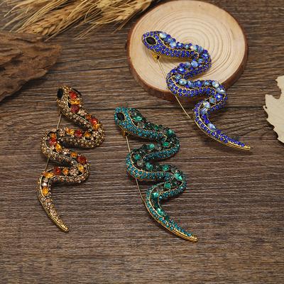 Rhinestone Snake Brooch for Women Unisex Animal Pins Banquet Party Backpack Gifts Jewelry Accessories