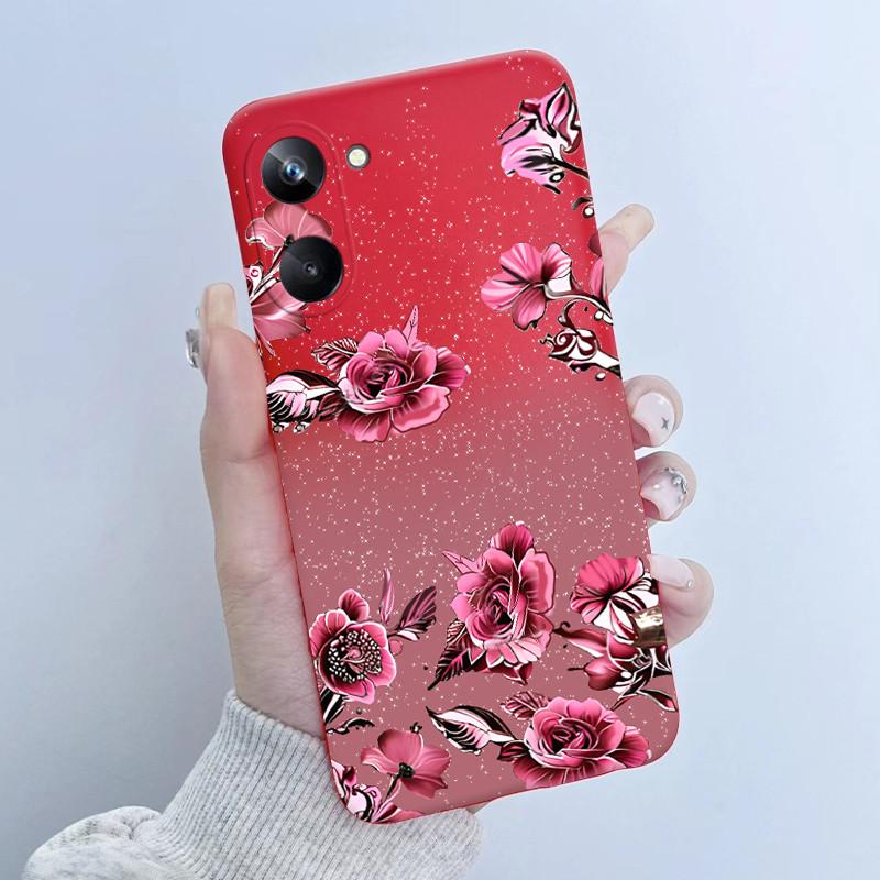 For Realme 10 Pro Phone Case RMX3661 Butterfly Flower Girl Design Soft Silicone TPU Back Housing for Realme 10Pro 5G 2022 Cover