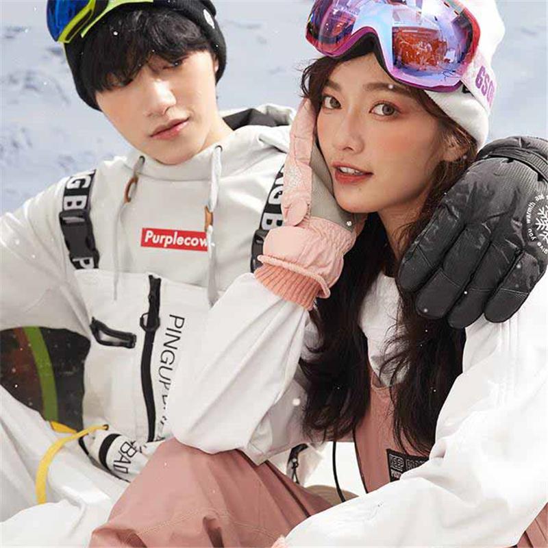 Winter Thermal Touch Screen Gloves Skiing Cycling Outdoor Sports Waterproof Windproof Thick Fleece Lined Gloves Couple Men Women