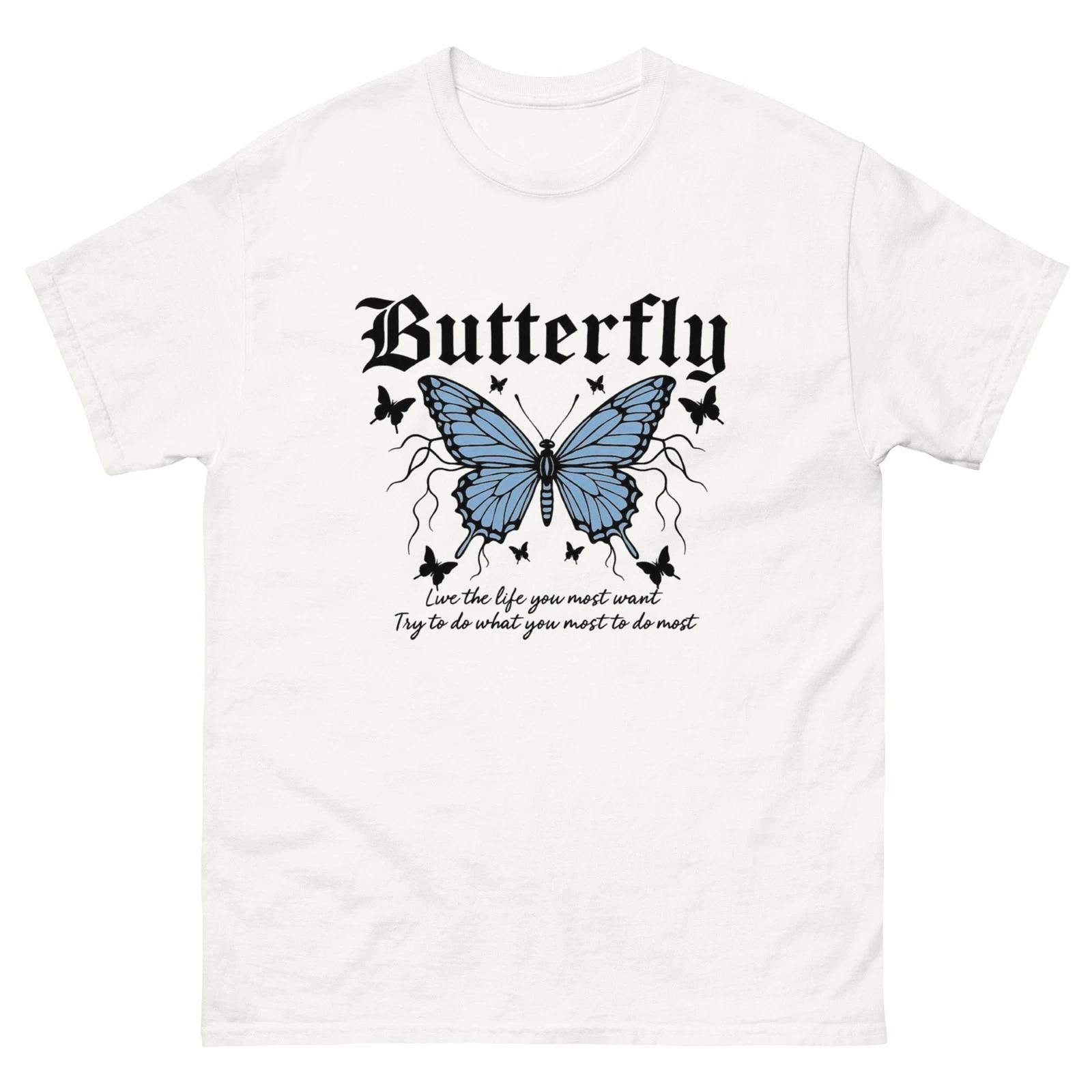 Butterfly Gothic Graphic T-Shirt | Y2K Aesthetic Streetwear Vintage Tee L