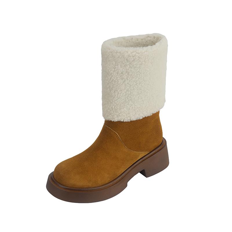 

Meotina/женские ботильоны из натуральной кожи, зимние ботинки на меху с круглым носком, на толстом среднем каблуке и платформе, женская модная обувь, зима 40 34 коричневый