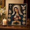 Kit Pittura Perle Fede, Kit Arte Perle Finte Fai da Te Vergine Maria, Set Artigianale Pittura Perle Religiose, Arte da Parete Fatta a Mano per Angoli di Preghiera Cristiani