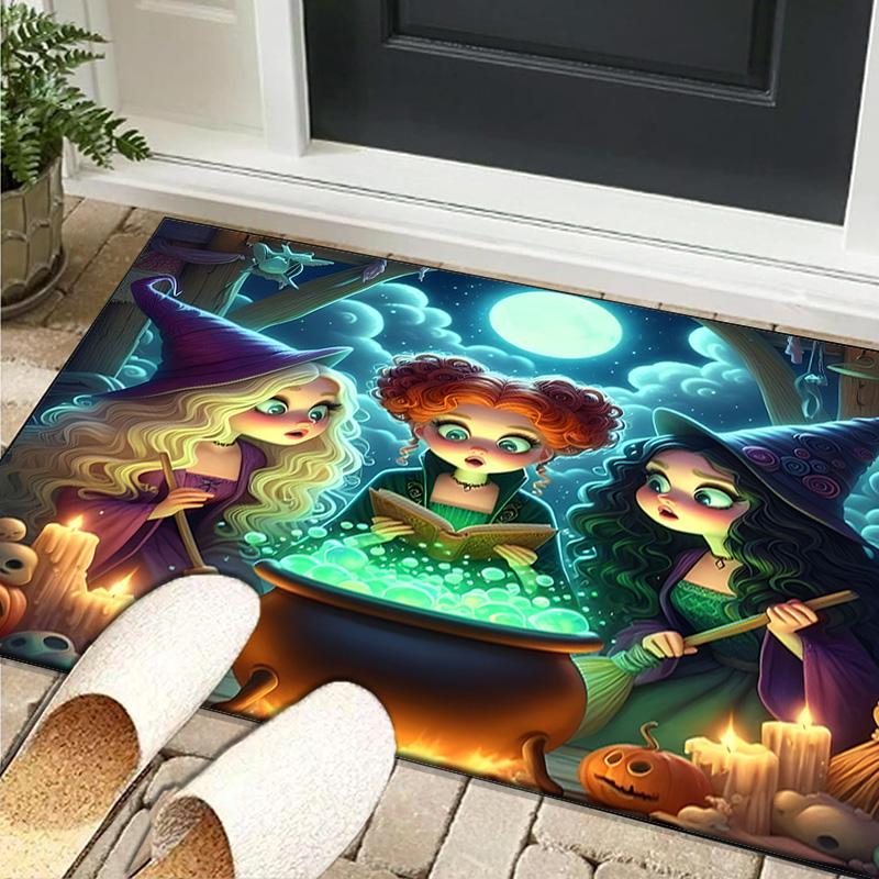 1PC Rug Witch Sisters In The Moonlight Carpet, Chair Rug,Area Rug for Office Bedroom Living Rooms Bedroom, Doormat Decor Christmas Fan Gifts